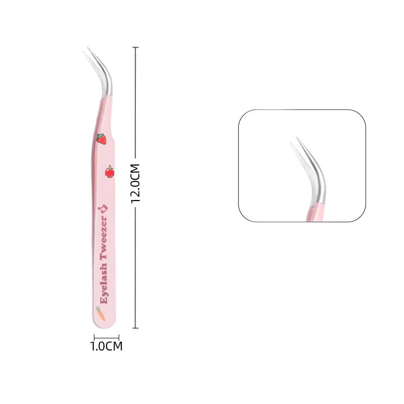 6 types of false eyelash tweezers, stainless steel, antistatic, curved strip, 3D eyelash extension tweezers, makeup tools