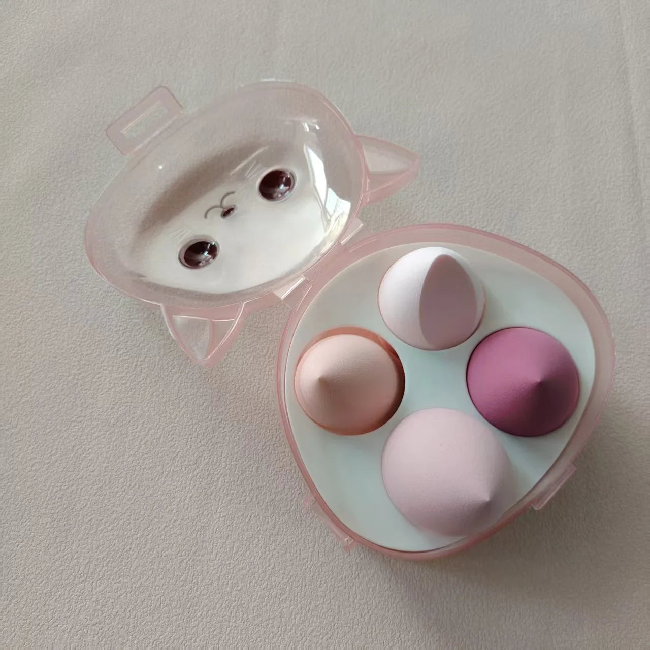 Umweltfreundliches Beauty 4-teiliges Make-up-Schwamm-Set, wassertropfenförmiger Mixer, Puff mit Aufbewahrungskoffer, nicht latexfrei