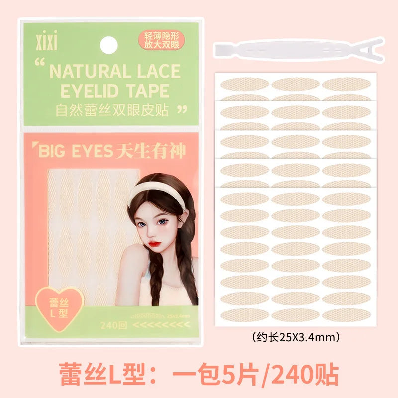 Natürliches Spitzen-Doppellid-Klebeband in Olivenform, unsichtbare selbstklebende Tasche unter der Augenklappe, für Anfänger, einfach zu verwendende Beauty-Augenklappe