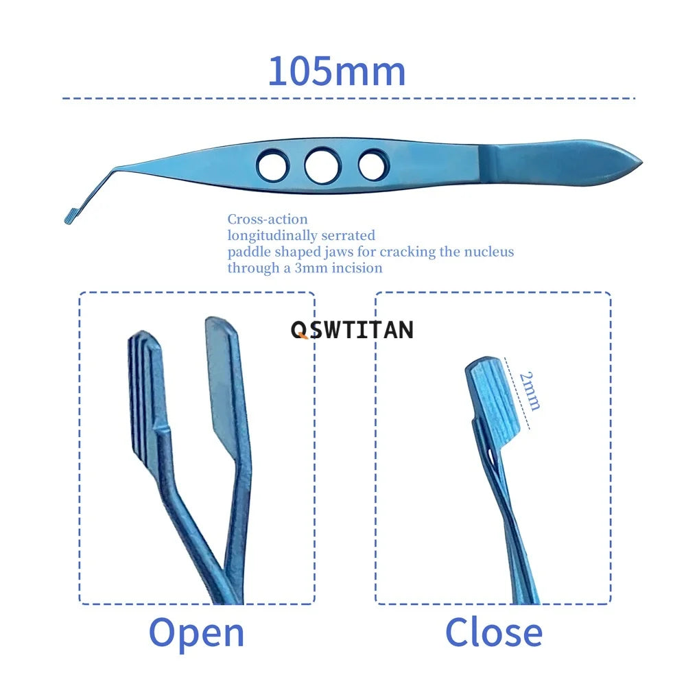 Nucleus Cracker Zange Titan Längs Gezackten mit 3mm Inzision Doppel Augenlid Werkzeug Ophthalmie Auge Instrument