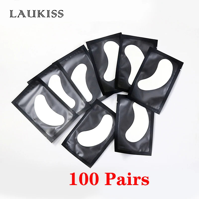 25/50/100 pairs of eye patches, under-lash pads for building hydrogel paper patches, pink lint, free sticker for false eyelashes, LAUKISS