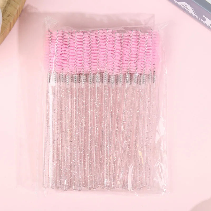 50Pcs Einweg Wimpern Zauberstäbe Pinsel Augenbraue Kamm Wimpern Verlängerung Zubehör Mascara Zauberstab Make-Up Professionelle Schönheit Werkzeug