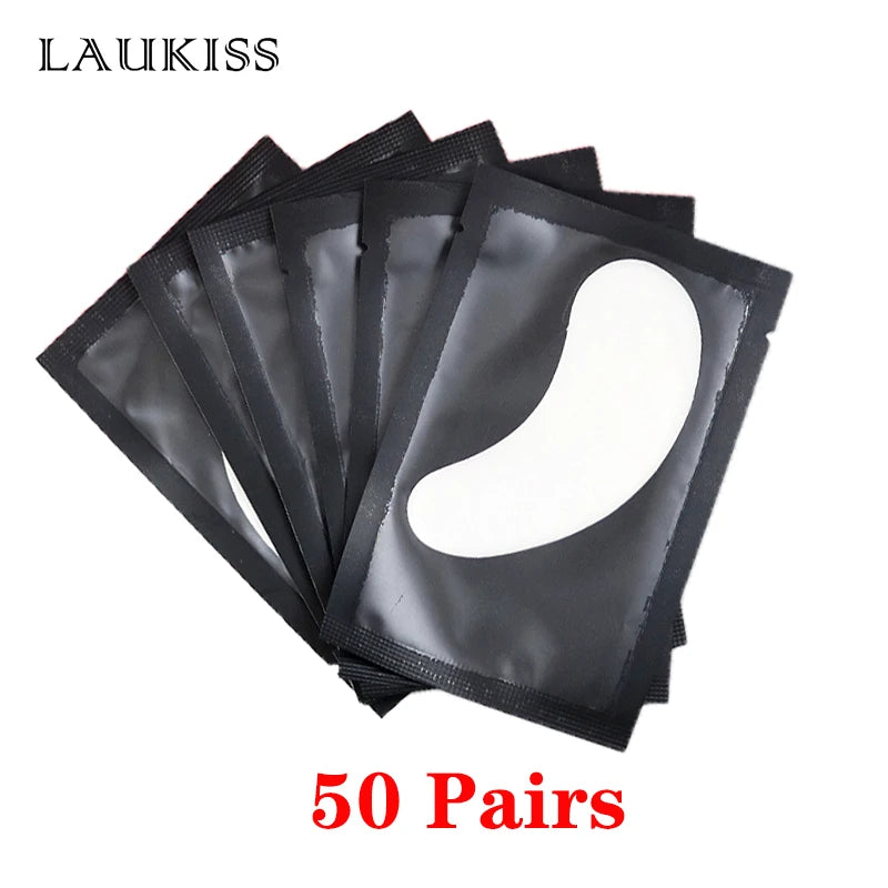25/50/100 pairs of eye patches, under-lash pads for building hydrogel paper patches, pink lint, free sticker for false eyelashes, LAUKISS