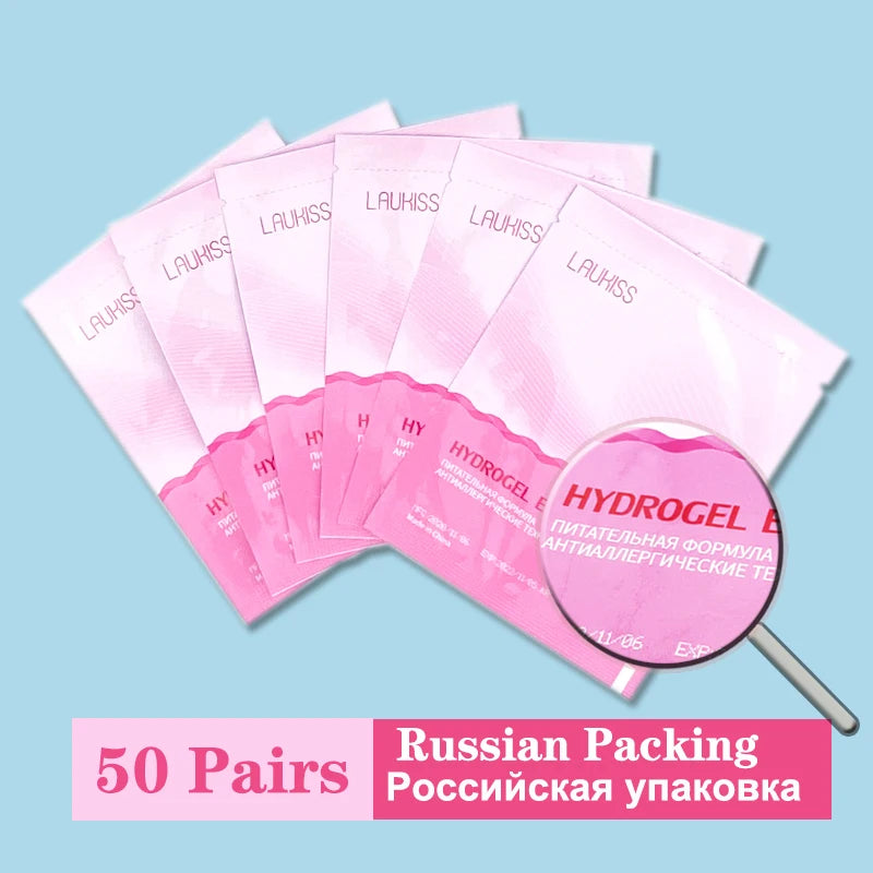 25/50/100 pairs of eye patches, under-lash pads for building hydrogel paper patches, pink lint, free sticker for false eyelashes, LAUKISS