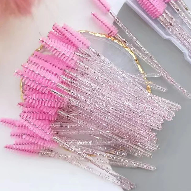 50Pcs Einweg Wimpern Zauberstäbe Pinsel Augenbraue Kamm Wimpern Verlängerung Zubehör Mascara Zauberstab Make-Up Professionelle Schönheit Werkzeug