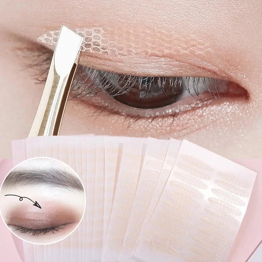 480 Stück Stealth Doppelfalt-Augenlid-Klebeband-Faseraufkleber Spitze Natur Klar Beige Streifen Selbstklebendes natürliches Augen-Make-up mit Werkzeug