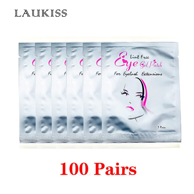 25/50/100 pairs of eye patches, under-lash pads for building hydrogel paper patches, pink lint, free sticker for false eyelashes, LAUKISS
