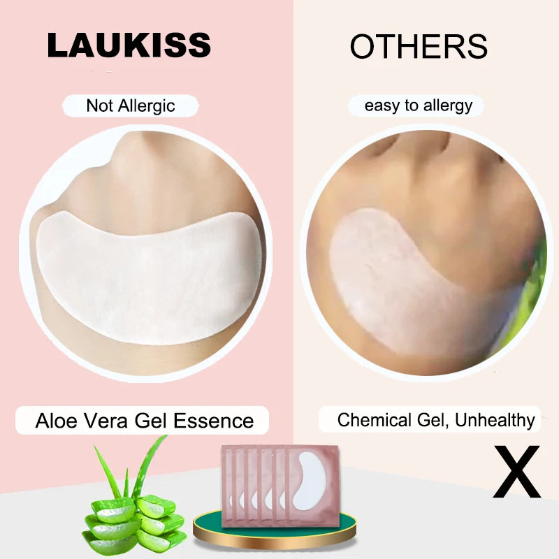 25/50/100 pairs of eye patches, under-lash pads for building hydrogel paper patches, pink lint, free sticker for false eyelashes, LAUKISS