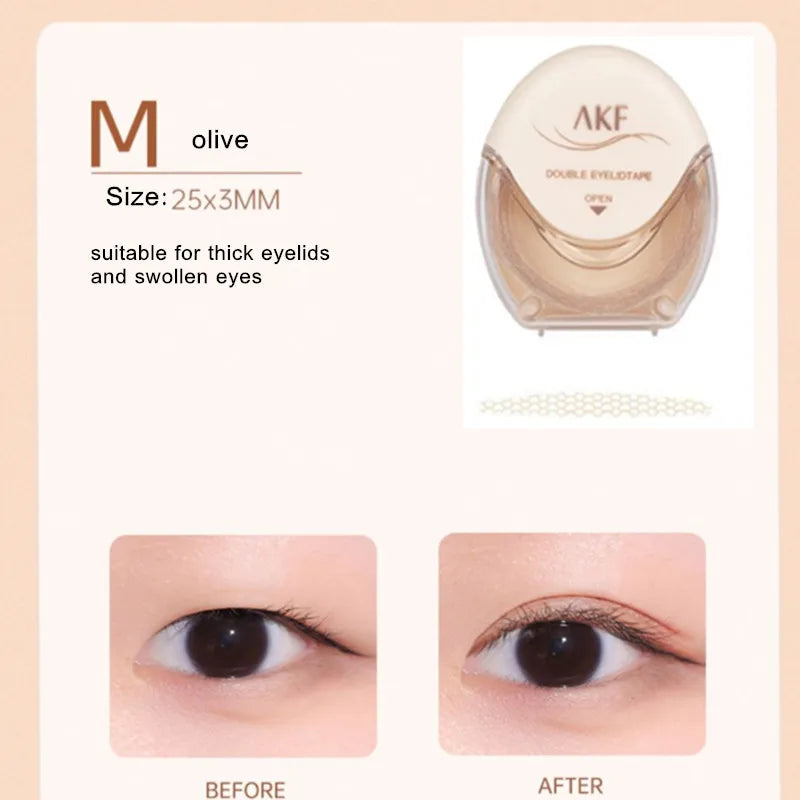 AKF Natural Invisible Double Eyelid Tape Stickers Fiber Instant Eyelid Lift Paste Long-Lasting Larger Eyes Beauty Tool