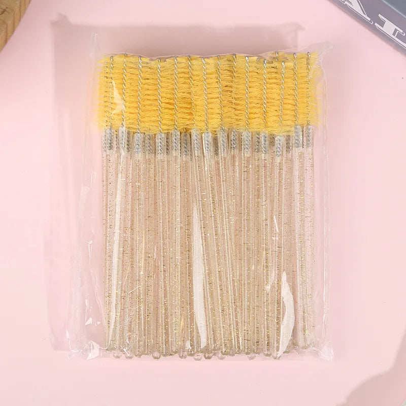 50Pcs Einweg Wimpern Zauberstäbe Pinsel Augenbraue Kamm Wimpern Verlängerung Zubehör Mascara Zauberstab Make-Up Professionelle Schönheit Werkzeug