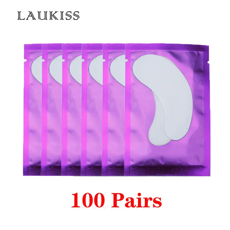 25/50/100 pairs of eye patches, under-lash pads for building hydrogel paper patches, pink lint, free sticker for false eyelashes, LAUKISS