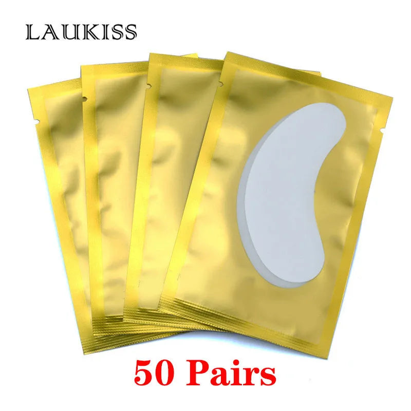 25/50/100 pairs of eye patches, under-lash pads for building hydrogel paper patches, pink lint, free sticker for false eyelashes, LAUKISS