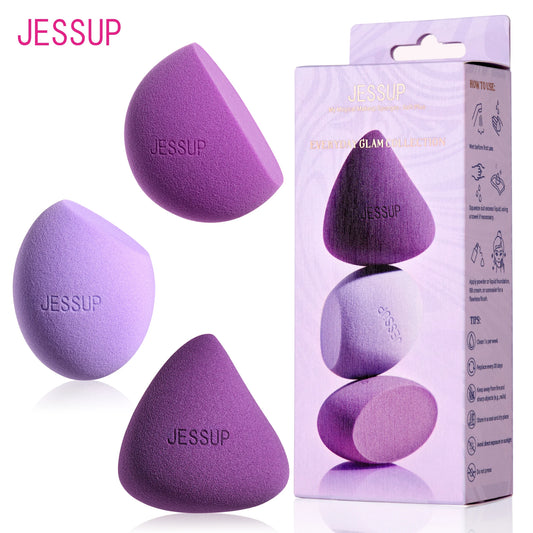 Jessup Make-up-Schwamm-Set, 3-teilige Make-up-Schwämme für Gesicht, Foundation, Concealer, Kontur und Rouge, Lila SP017