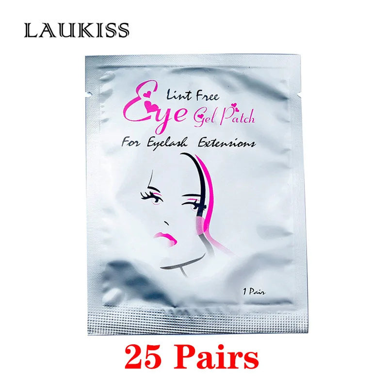 25/50/100 pairs of eye patches, under-lash pads for building hydrogel paper patches, pink lint, free sticker for false eyelashes, LAUKISS