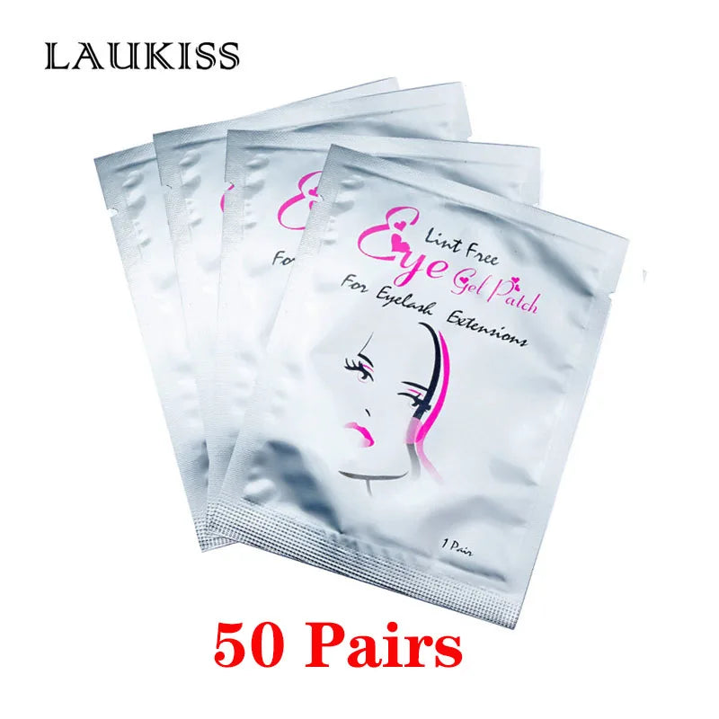 25/50/100 pairs of eye patches, under-lash pads for building hydrogel paper patches, pink lint, free sticker for false eyelashes, LAUKISS