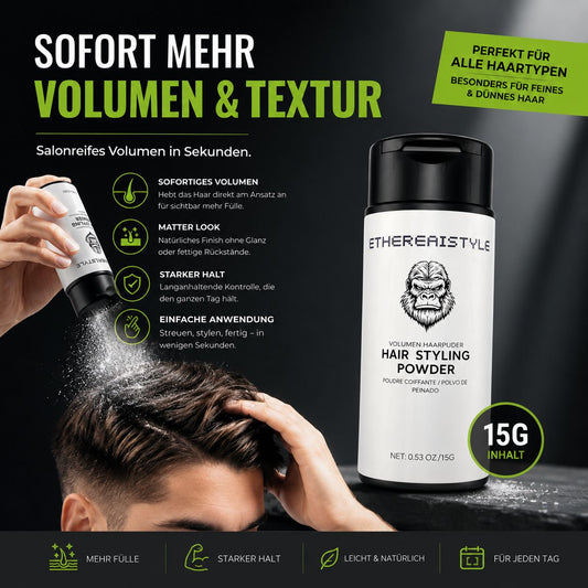Volumen Haarpuder für Männer - Sofort Mehr Fülle & Starker Halt