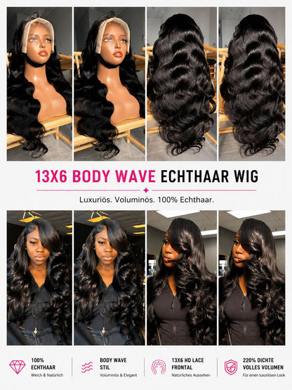 Luxus Body Wave Echthaar Perücke - 13x6 HD Lace Wig